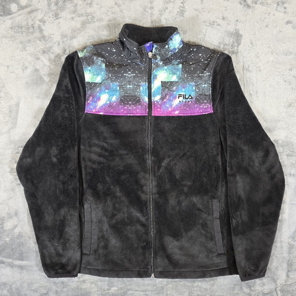 Fila Sport Galaxy Space Full Zip Fleece Jacket Sweater Size Medium Faux